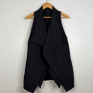 Sarah Pacini Vest Womens 2 Medium Black Cotton Stretch Tunic Modern Clean Italy